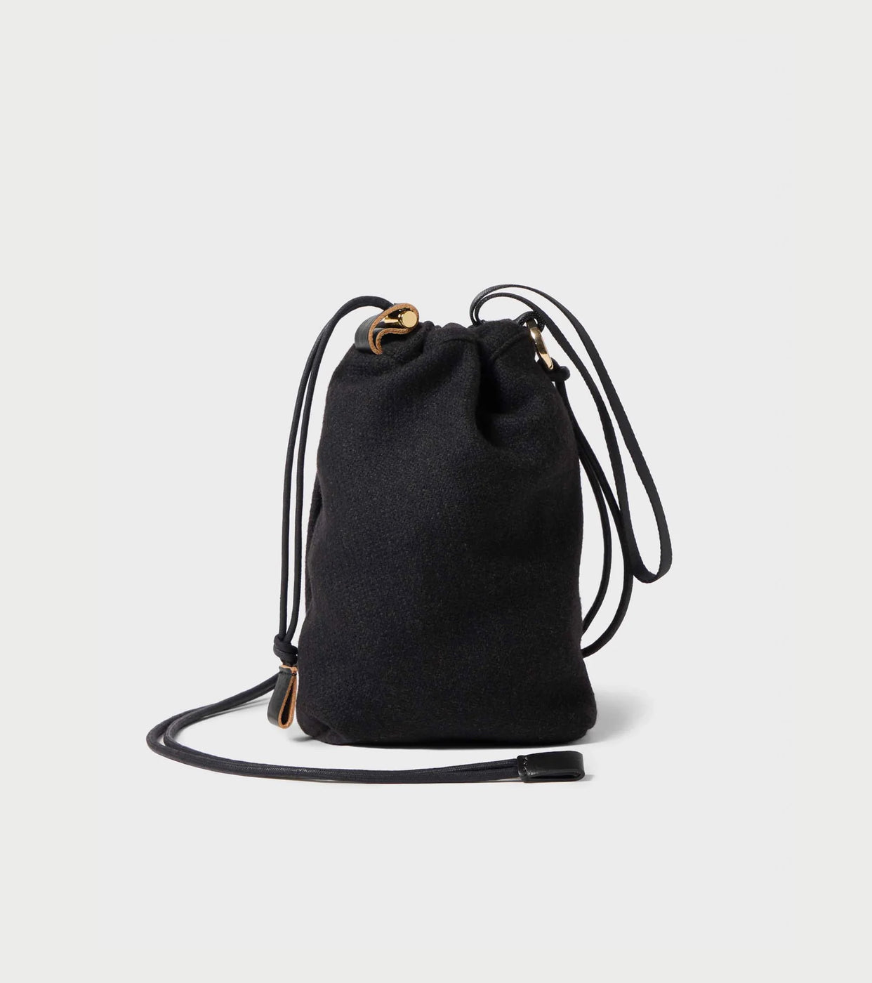 Texnh  ドローストリング  ポーチ M ウール , Black