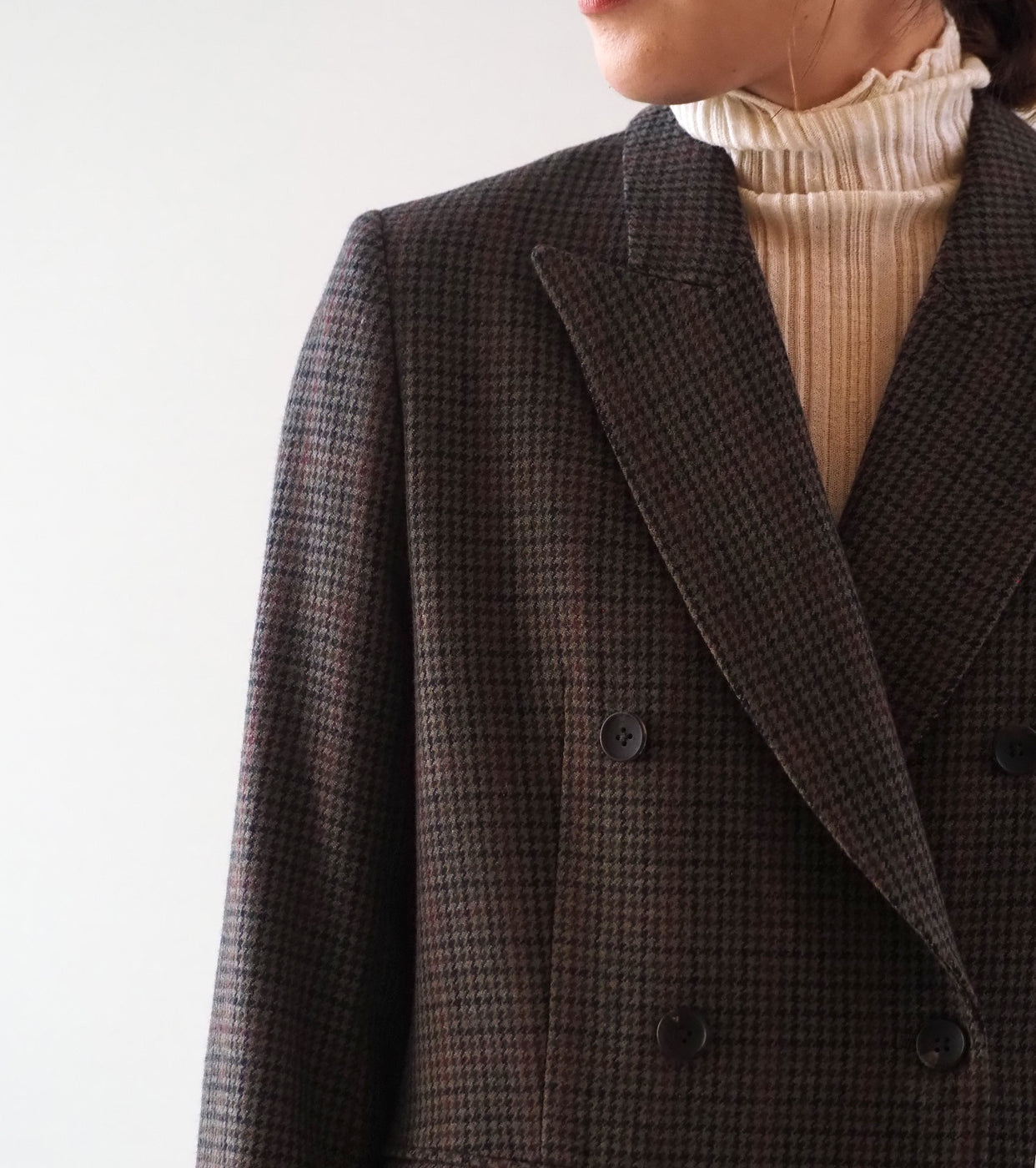 blurhms Classic Houndstooth Double-Breasted Jacket , Houndstooth