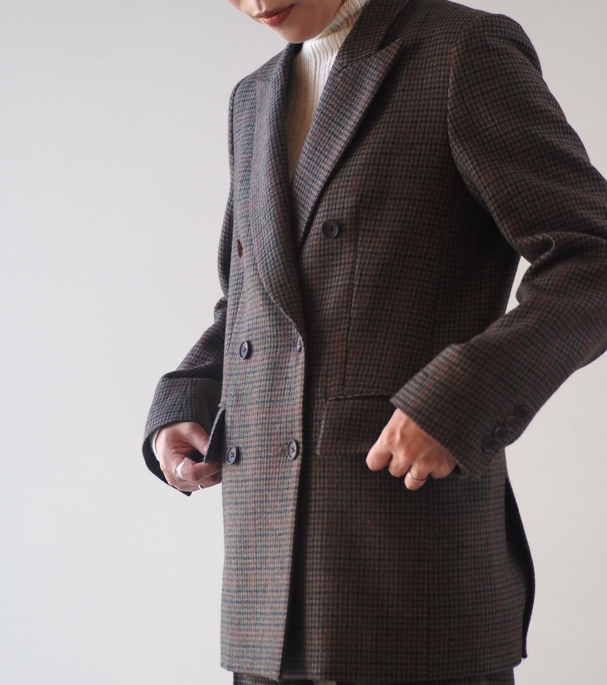 blurhms クラシック ハウンド トゥース ダブル ブレスト ジャケット , Houndstooth