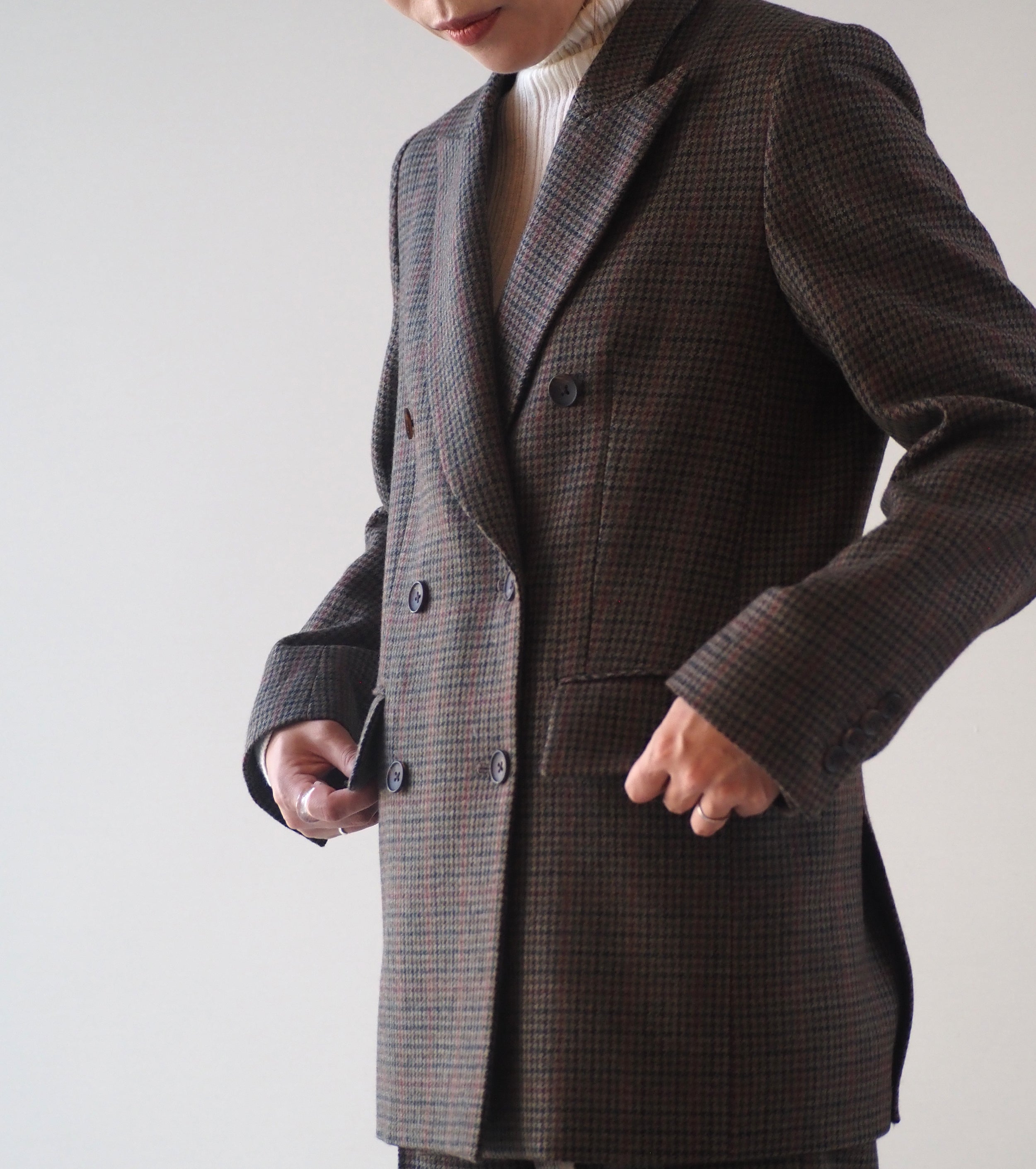 blurhms クラシック ハウンド トゥース ダブル ブレスト ジャケット , Houndstooth