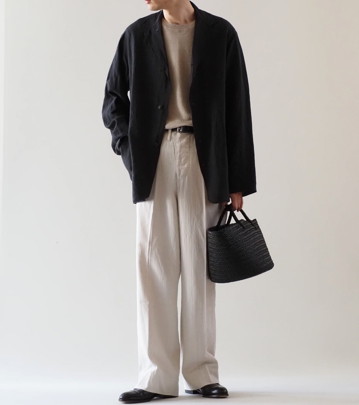 MAATEE＆SONS ハンカチーフ ジャケット ヴィンテージ リネン , Black