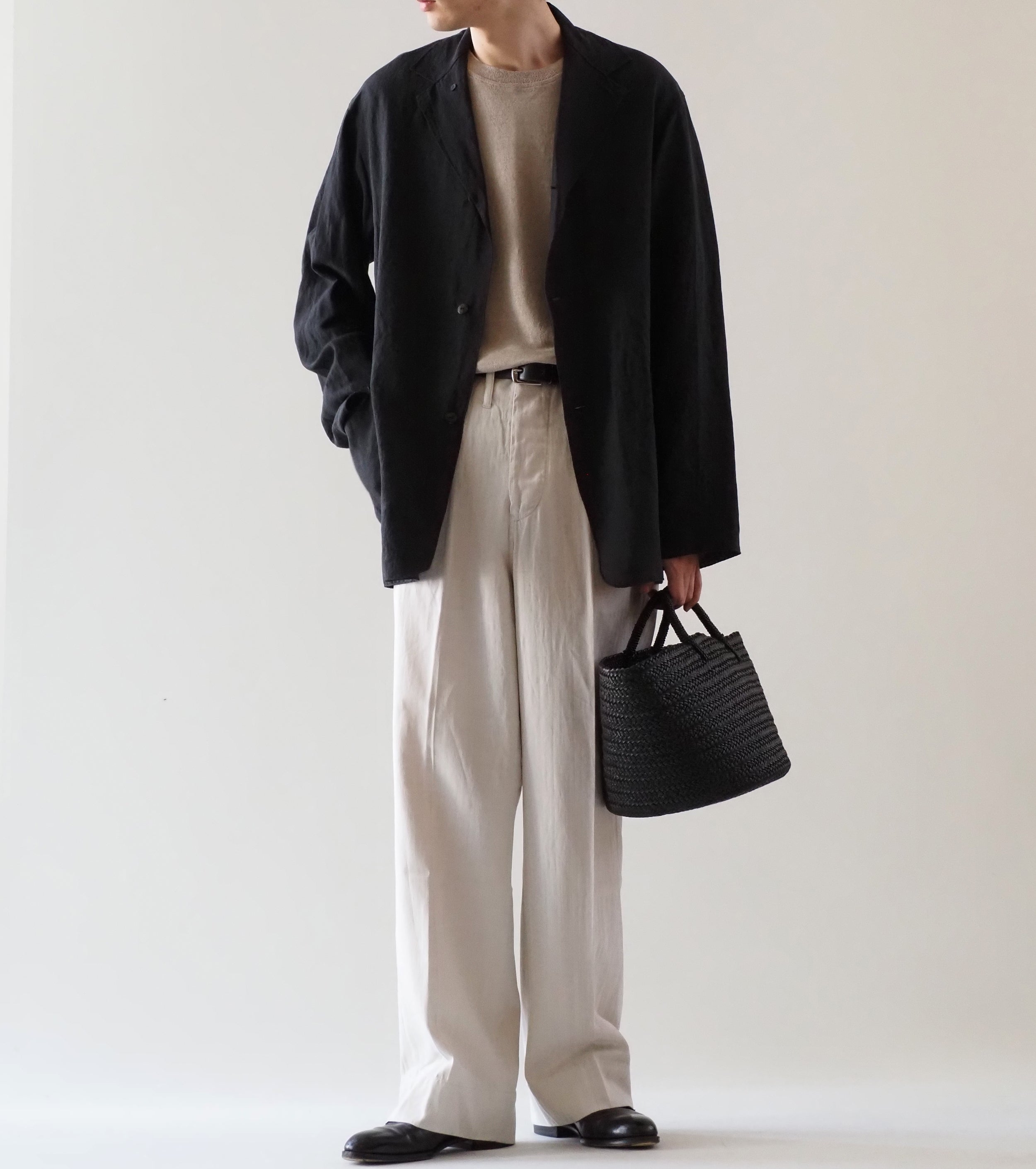 MAATEE＆SONS ハンカチーフ ジャケット ヴィンテージ リネン , Black