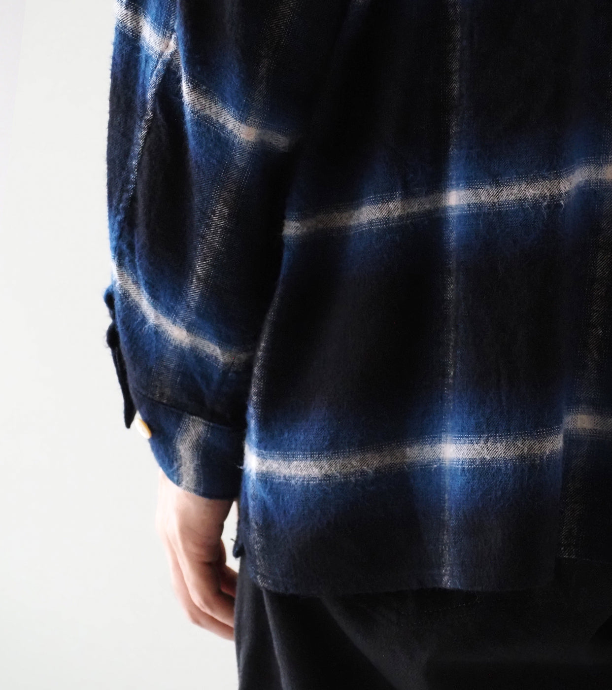 blurhms Cotton Rayon Ombre Open-collar Shirt L/S, Dark Navy