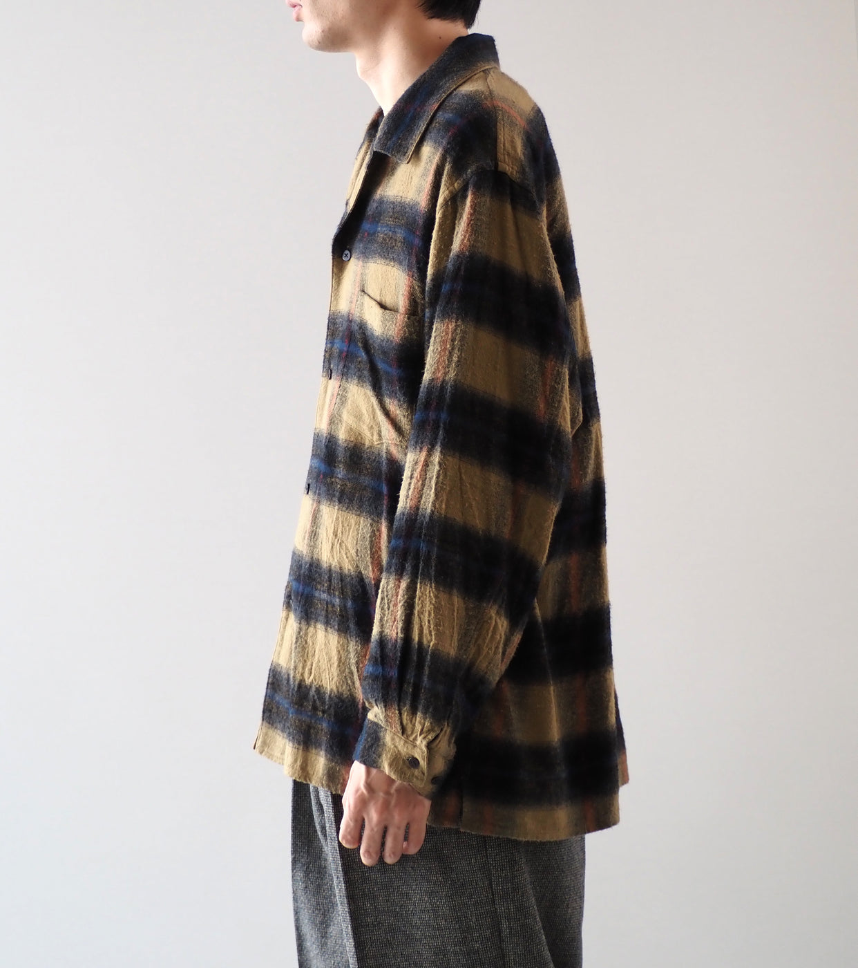 blurhms コットン レーヨン オンブレ オープンカラー シャツ ロングスリーブ, Dusty Beige