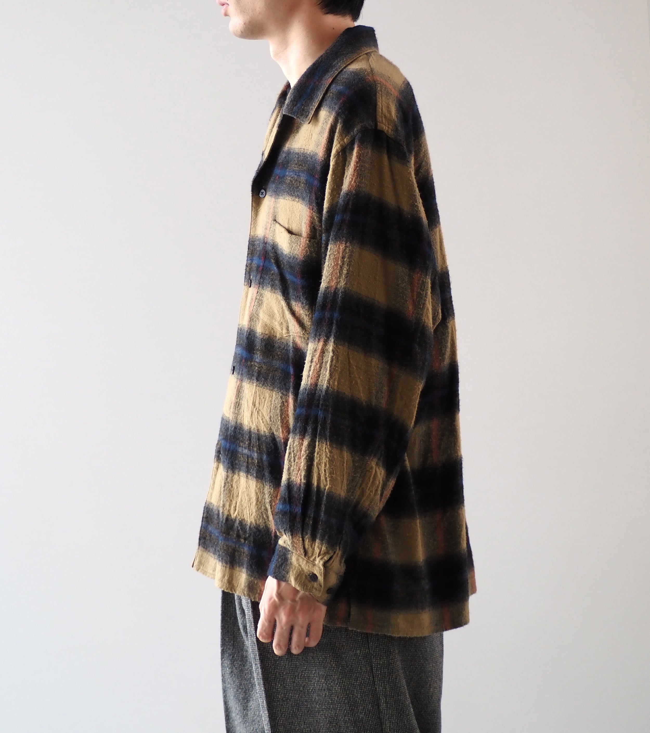 blurhms コットン レーヨン オンブレ オープンカラー シャツ ロングスリーブ, Dusty Beige