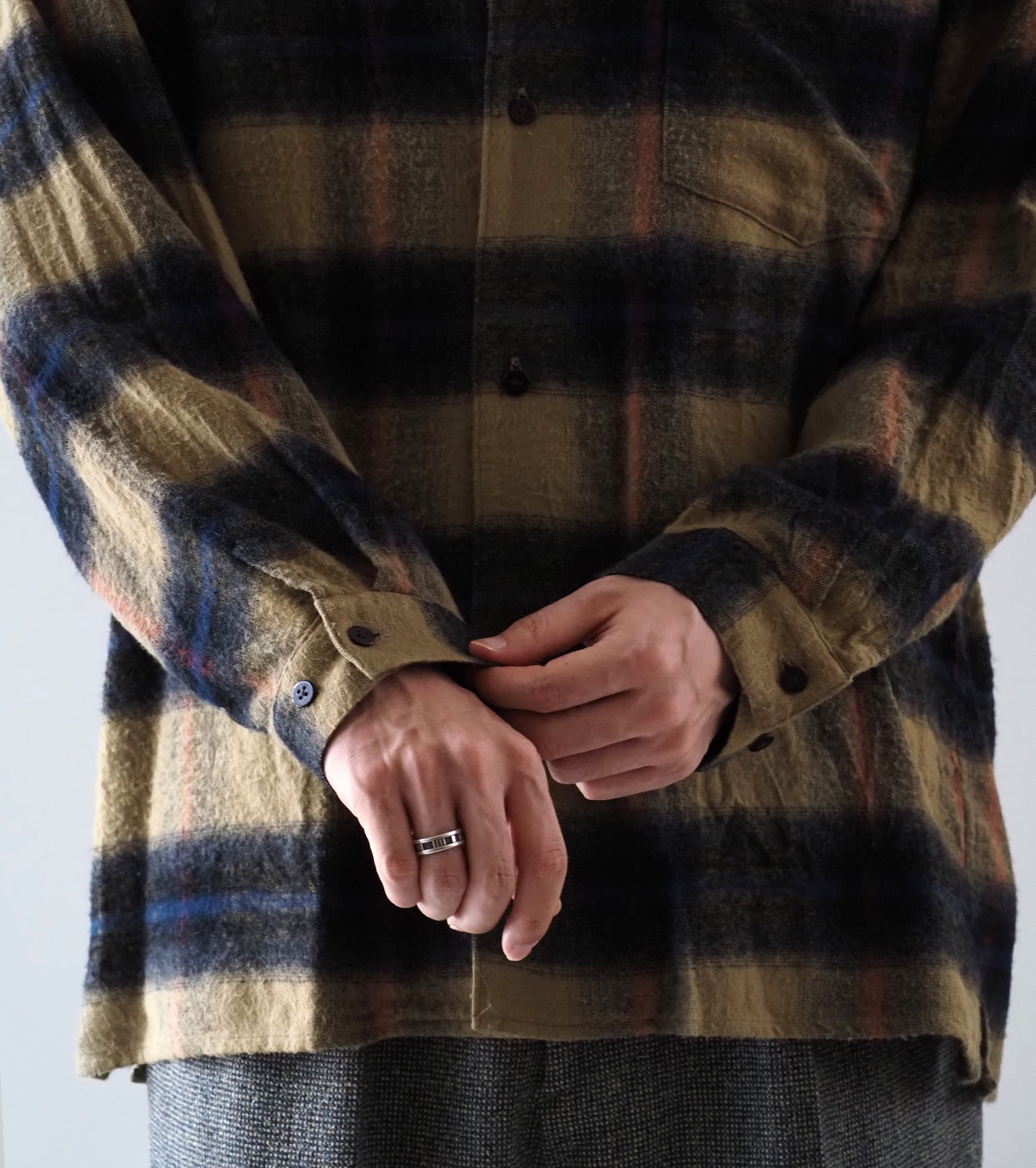 blurhms コットン レーヨン オンブレ オープンカラー シャツ ロングスリーブ, Dusty Beige
