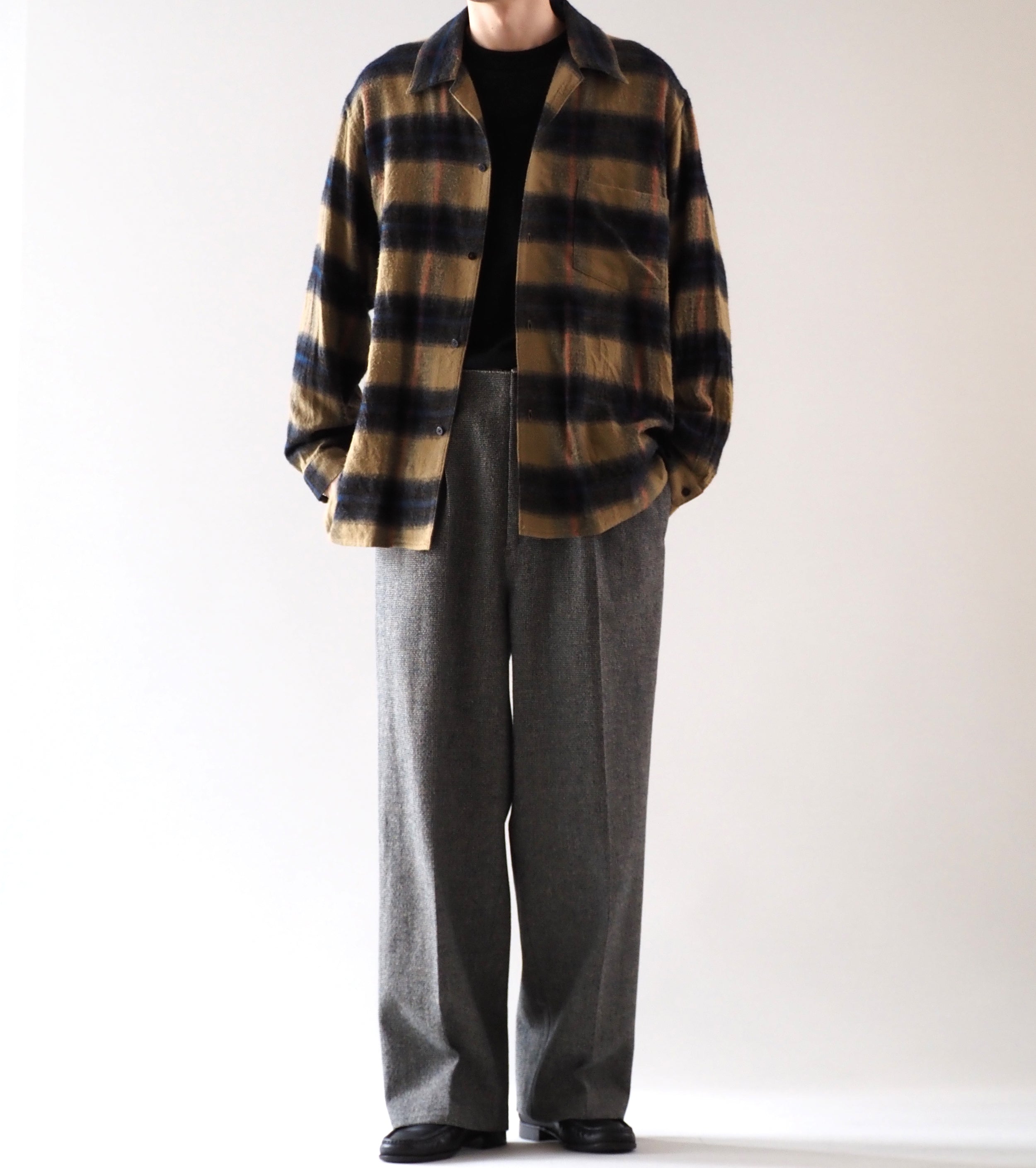 blurhms コットン レーヨン オンブレ オープンカラー シャツ ロングスリーブ, Dusty Beige