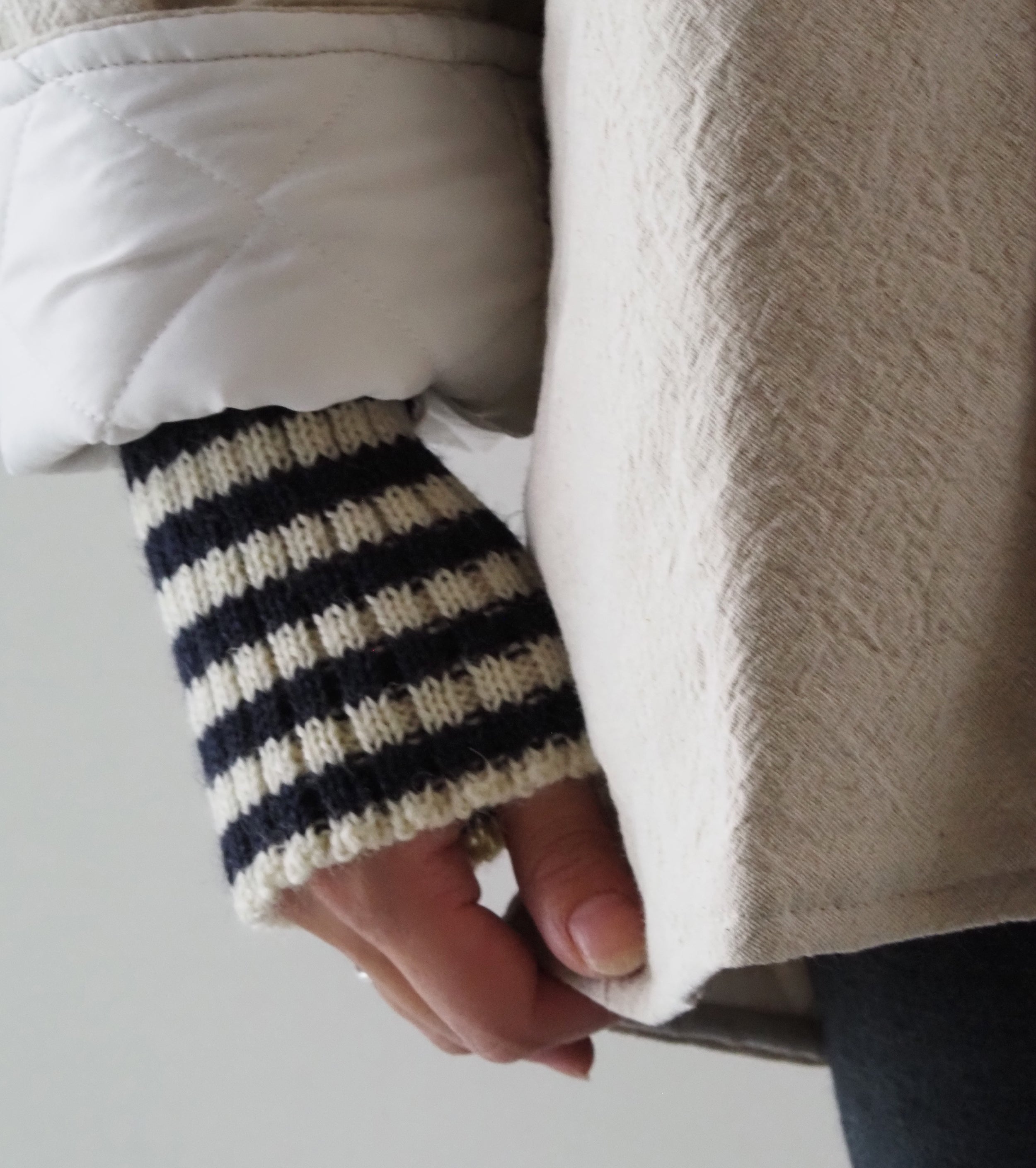 Yarmo  キルティング ダブルブレステッド ワークジャケット , Natural