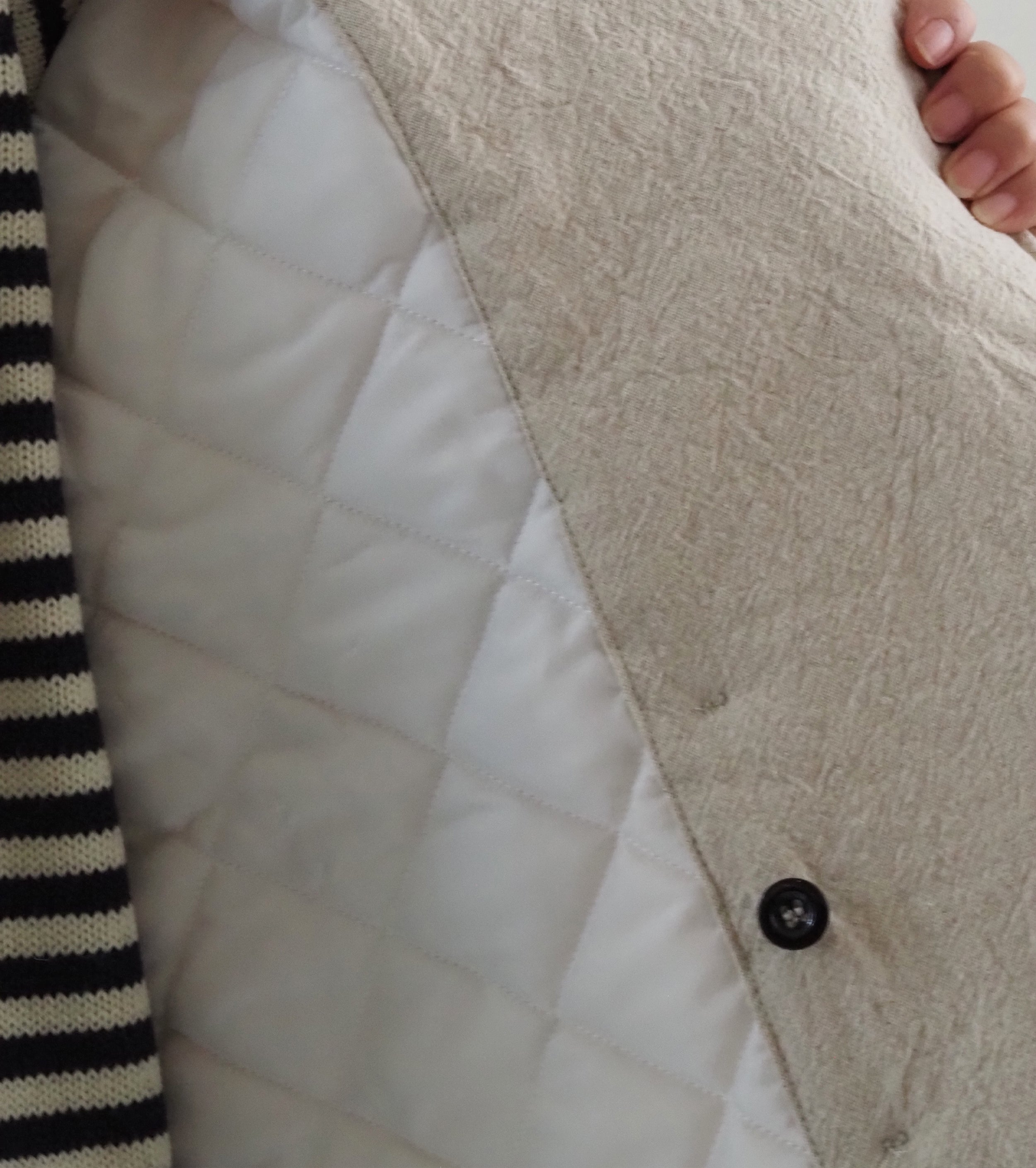 Yarmo  キルティング ダブルブレステッド ワークジャケット , Natural