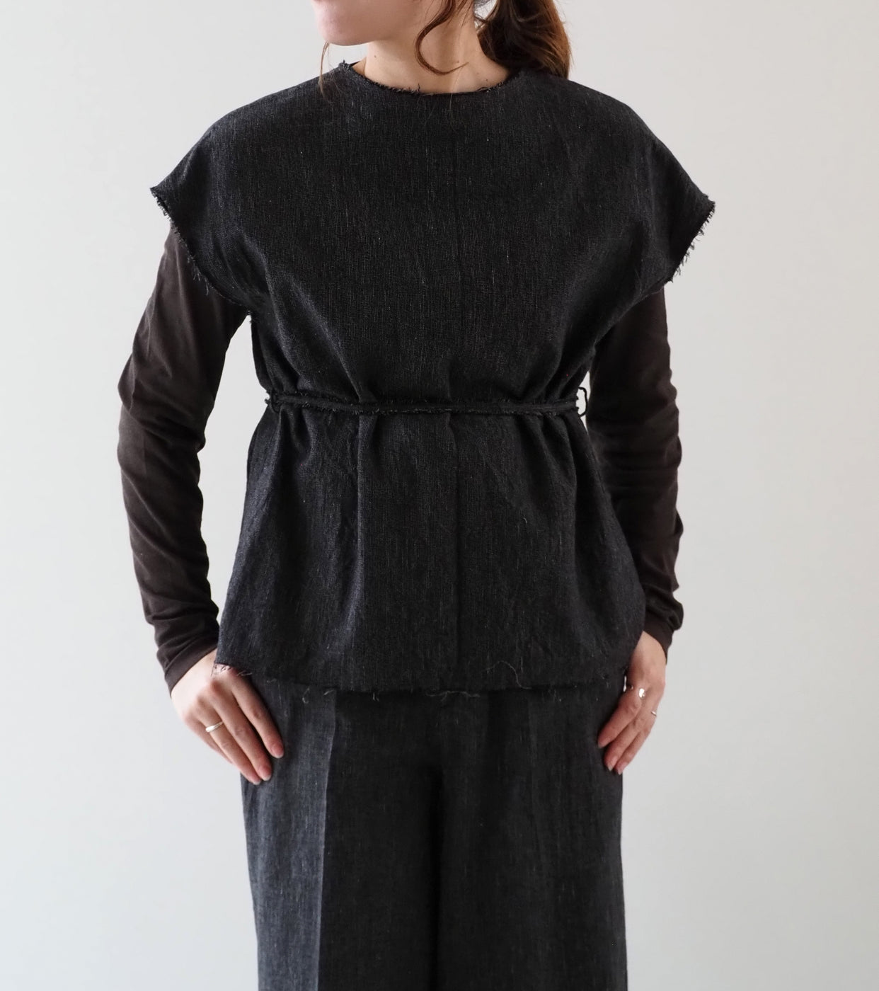 blurhms コットン ミックス ネップ ダブル サイド プルオーバー , Black