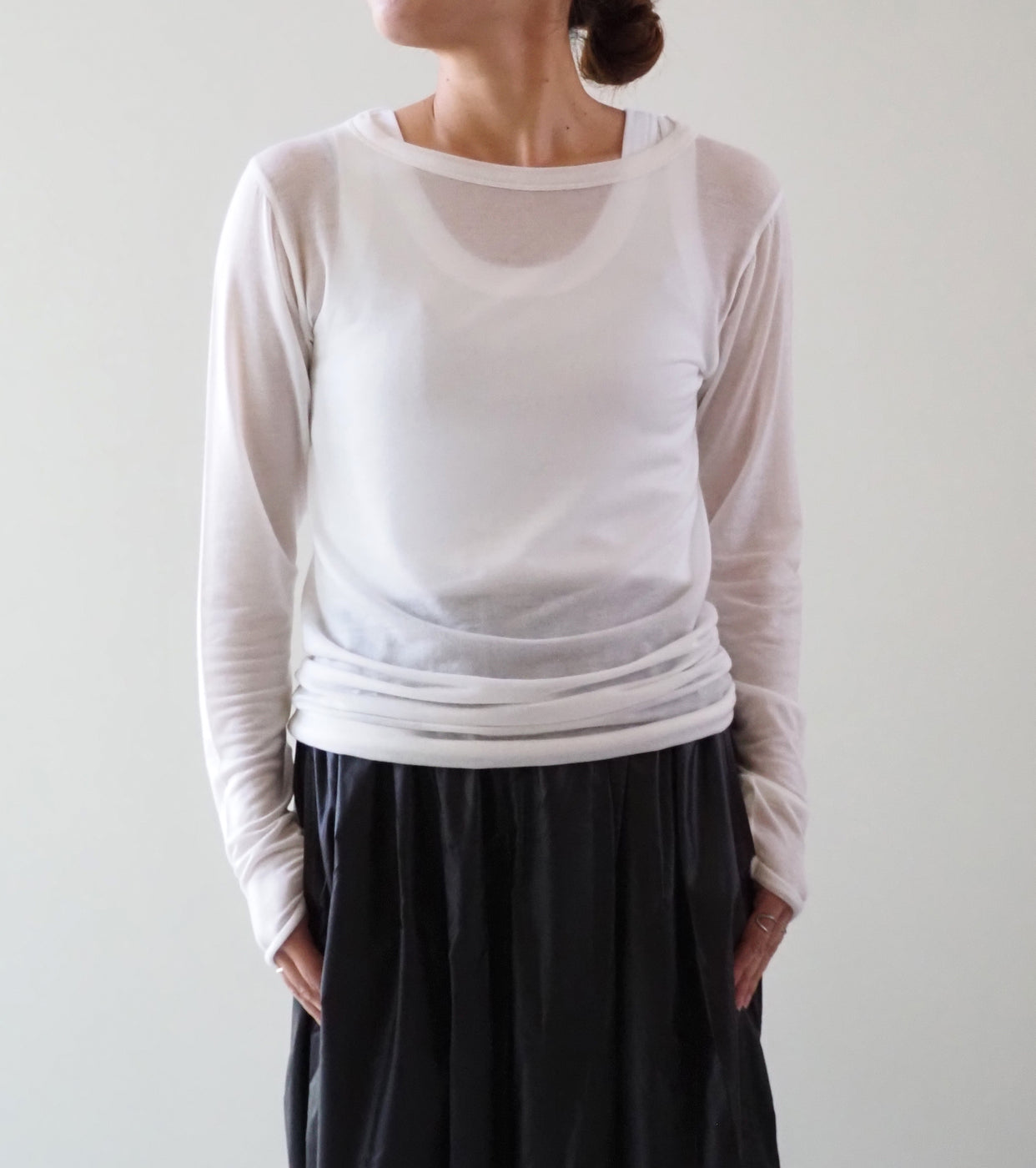 ALWEL Sheer Rib Top , White