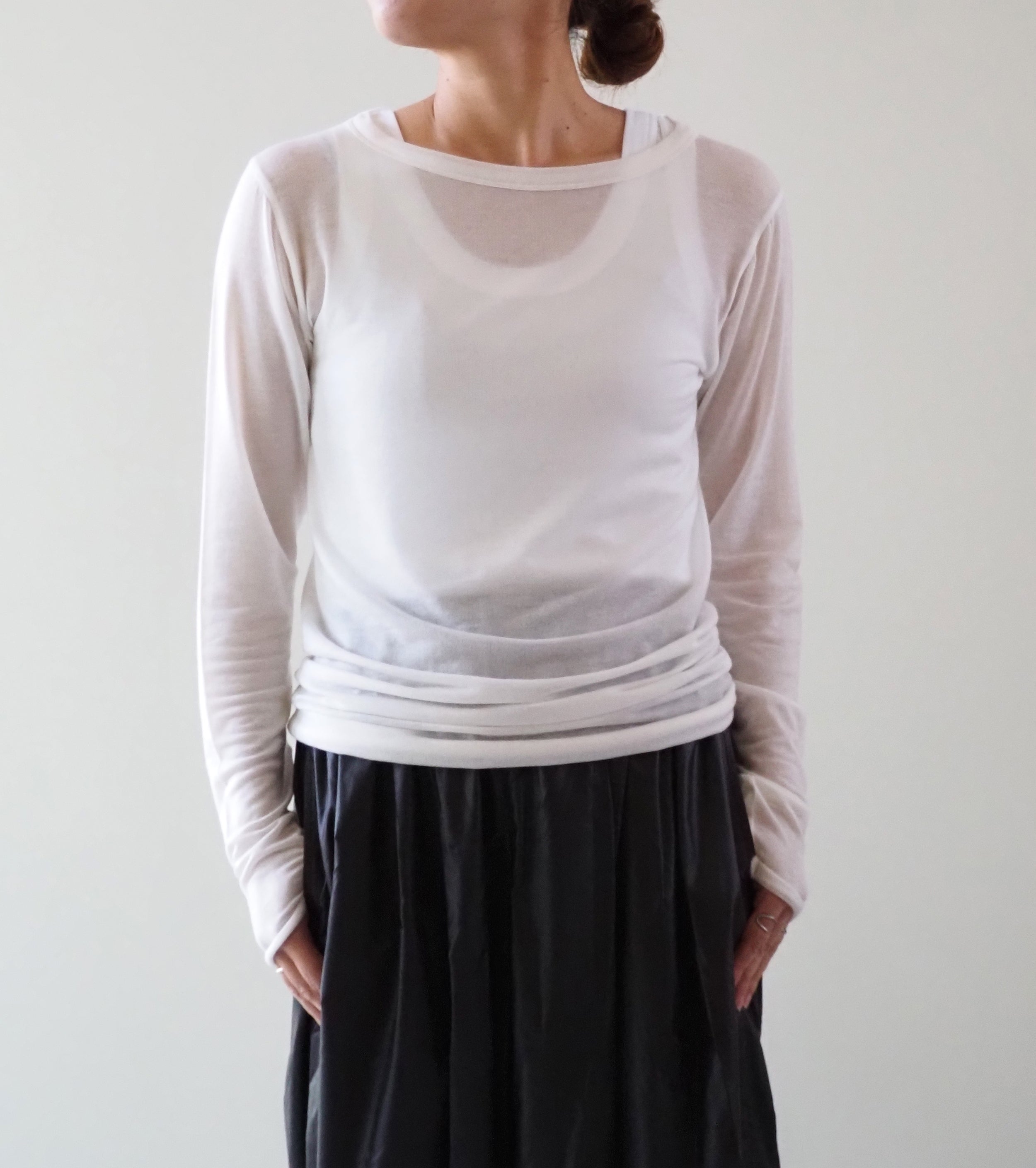 ALWEL Sheer Rib Top , White