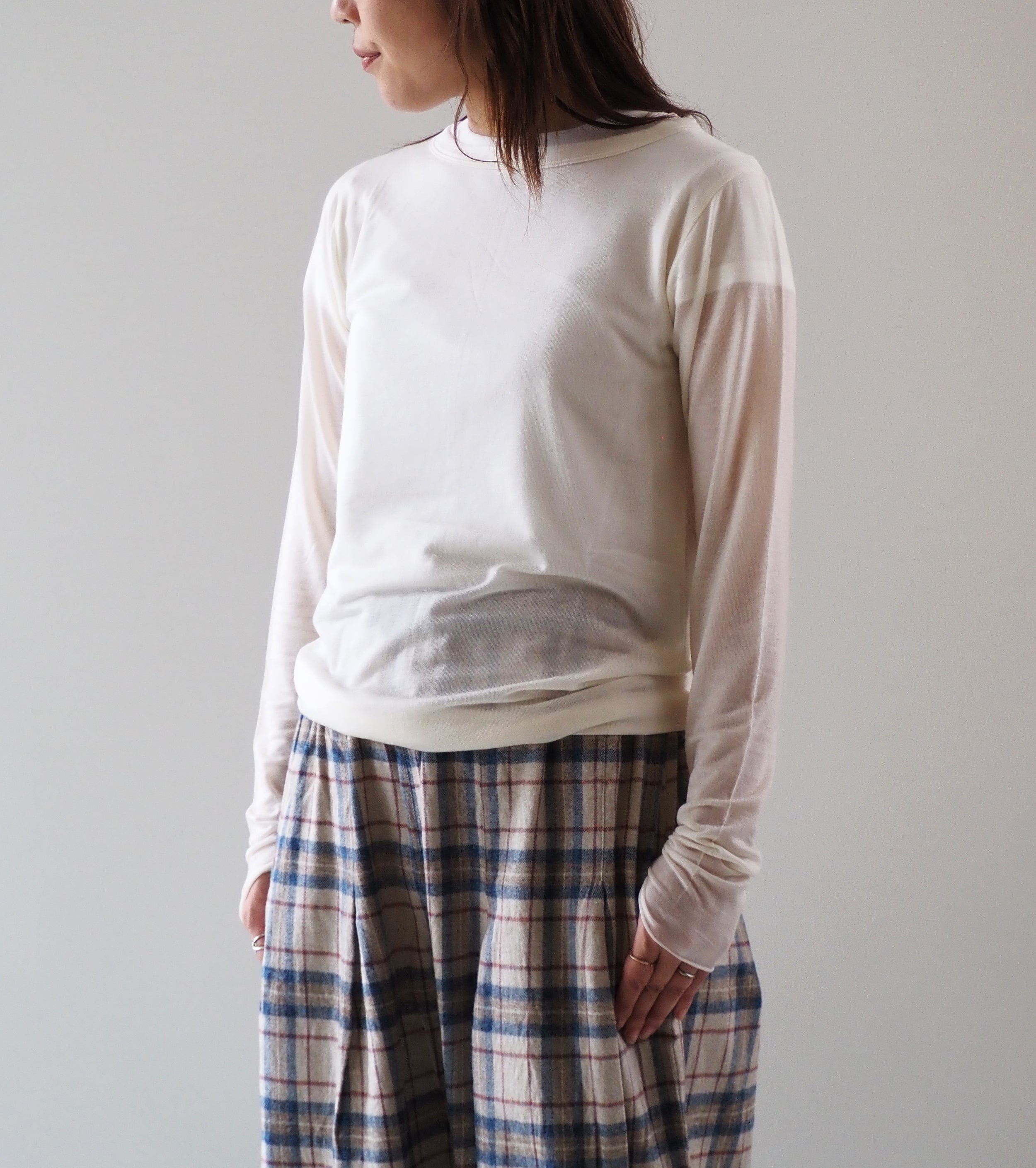 ALWEL Sheer Rib Top , Off White