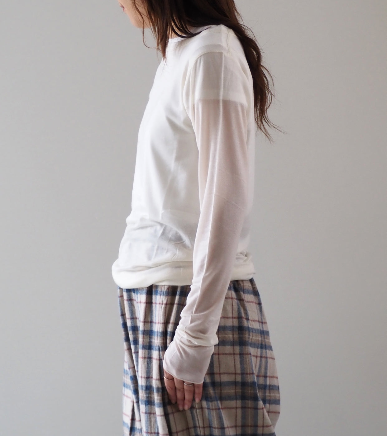 ALWEL Sheer Rib Top , Off White
