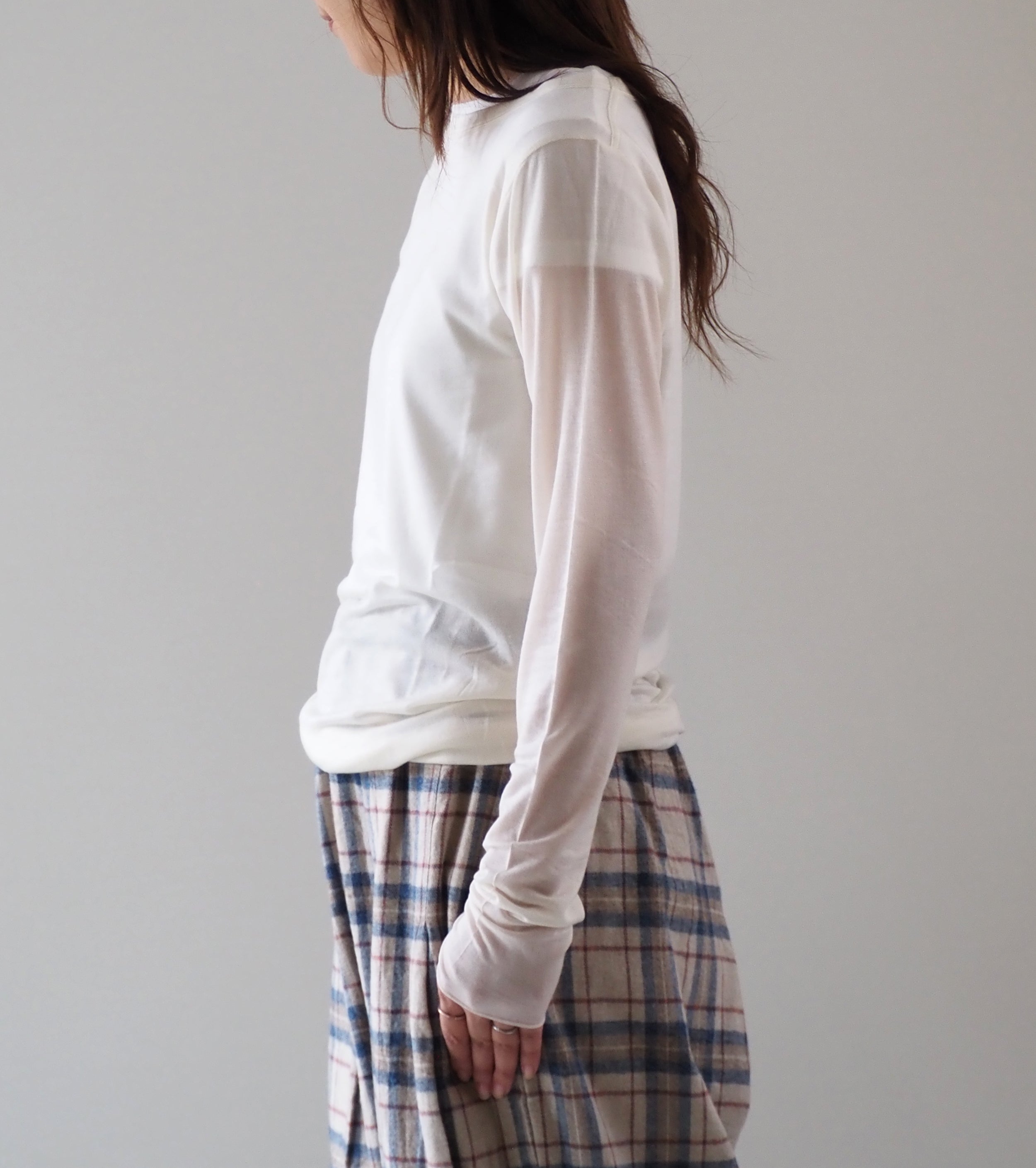 ALWEL Sheer Rib Top , Off White
