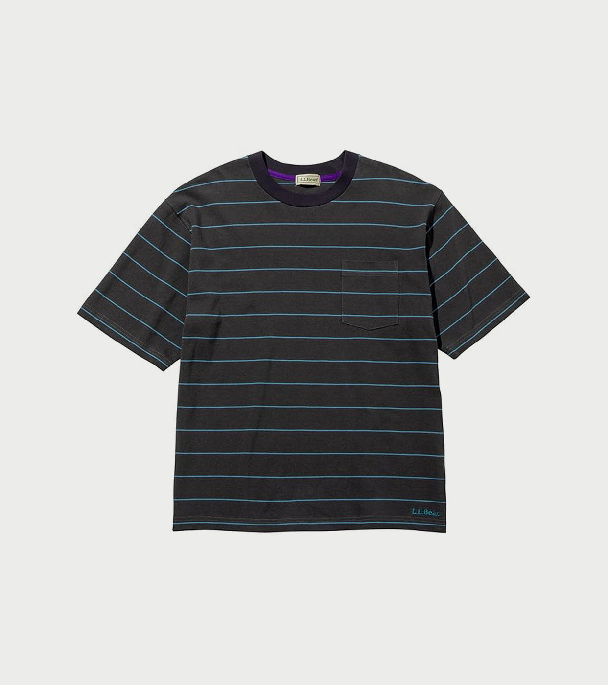 L.L.Bean JAPAN EDITION ユニオン ショートスリーブ ストライプ ティー , Charcoal × Periwinkle