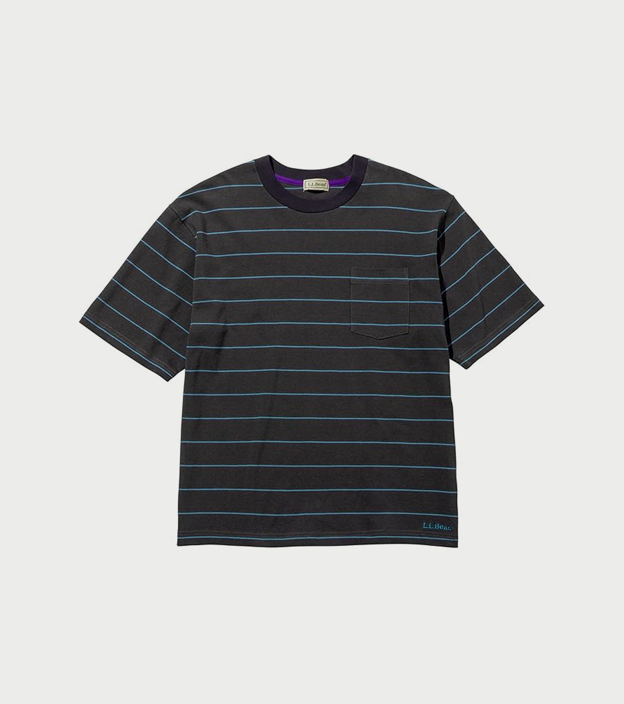 L.L.Bean JAPAN EDITION ユニオン ショートスリーブ ストライプ ティー , Charcoal × Periwinkle