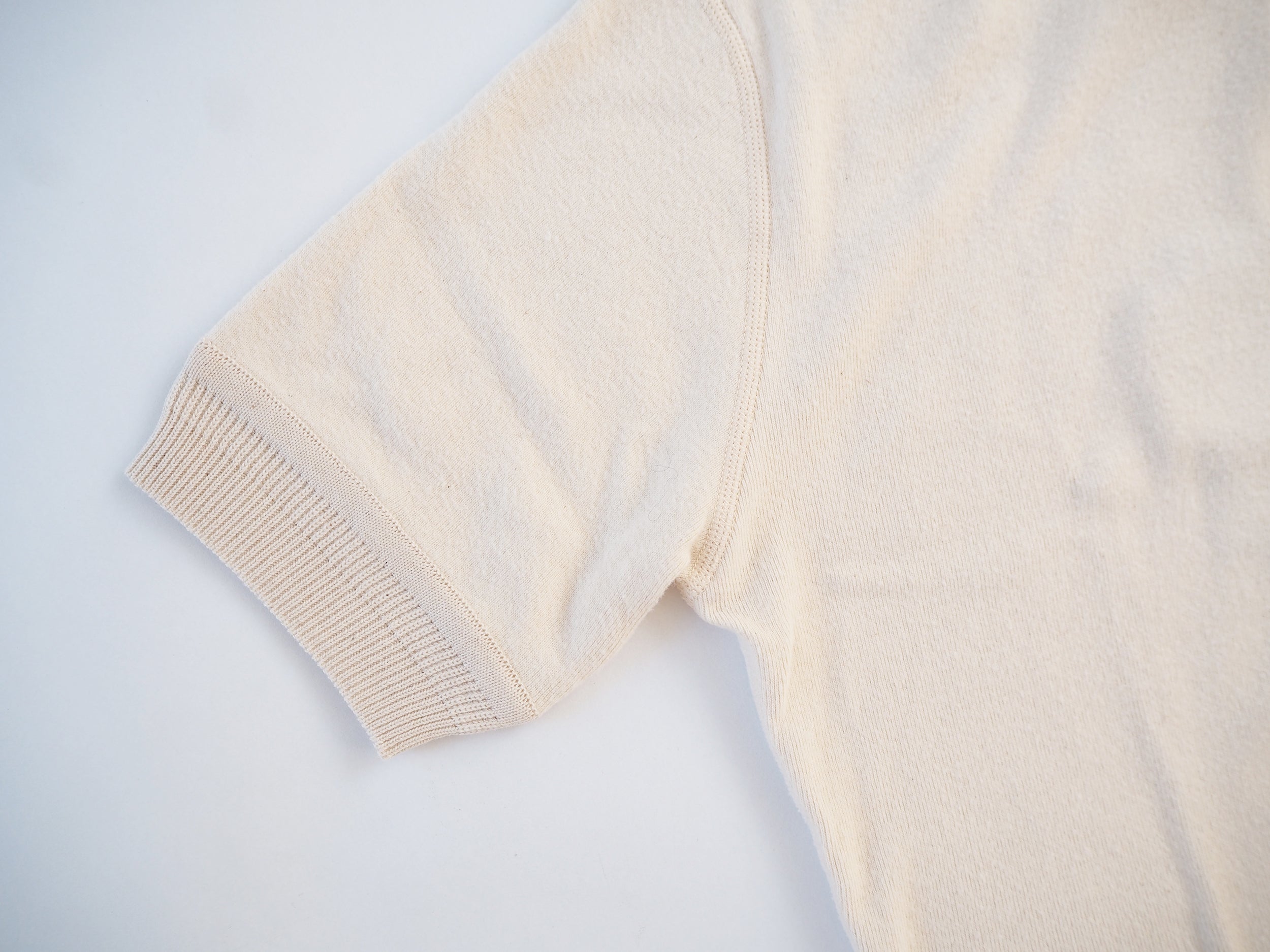 Cotton rib crew neck compact short sleeve, Natural
