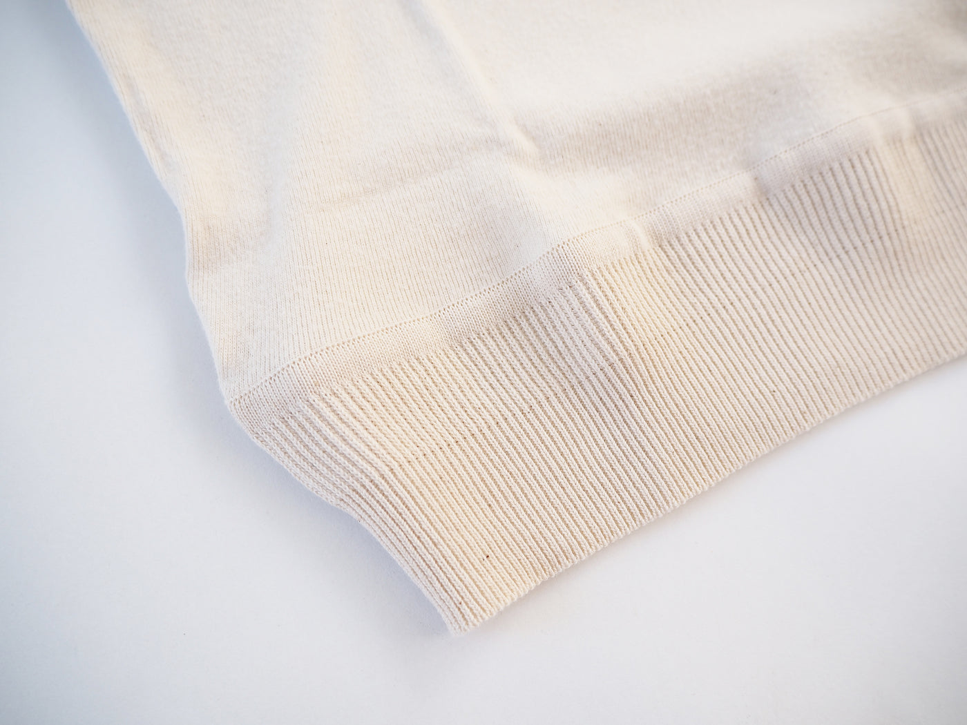 Cotton rib crew neck compact short sleeve, Natural