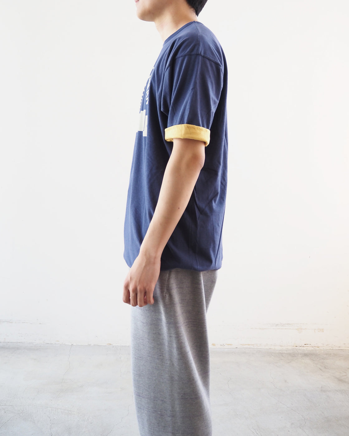 リバーシブル半袖ティーシャツ, Navy × Yellow