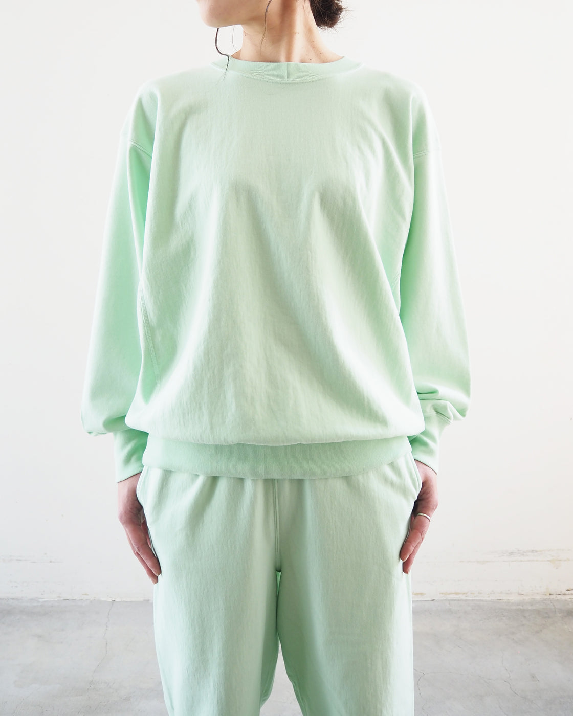 Light Sweat Crew Neck Pullover, Pale Green