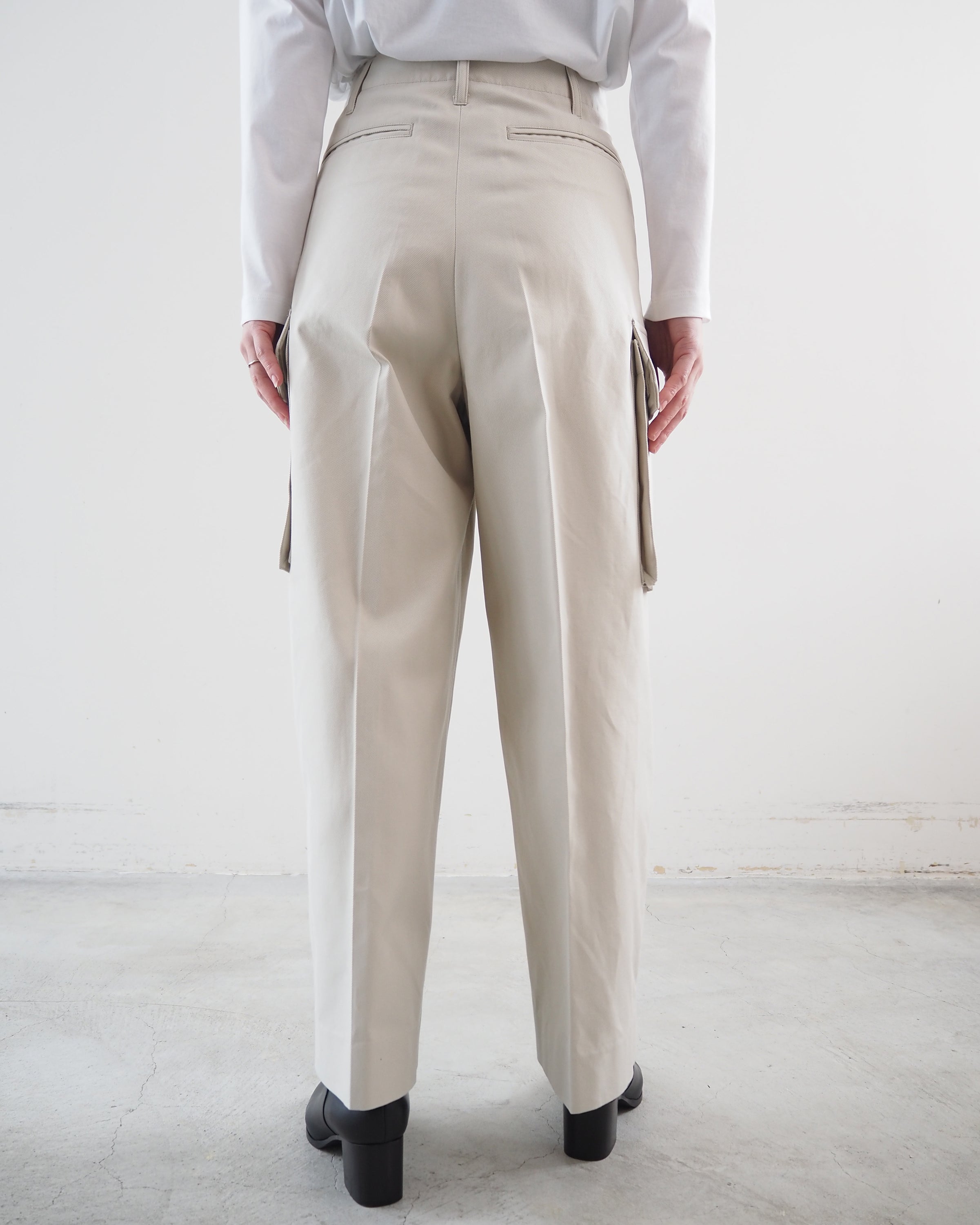 Drill Chambray Super Wide 6P Slacks, Orchid White