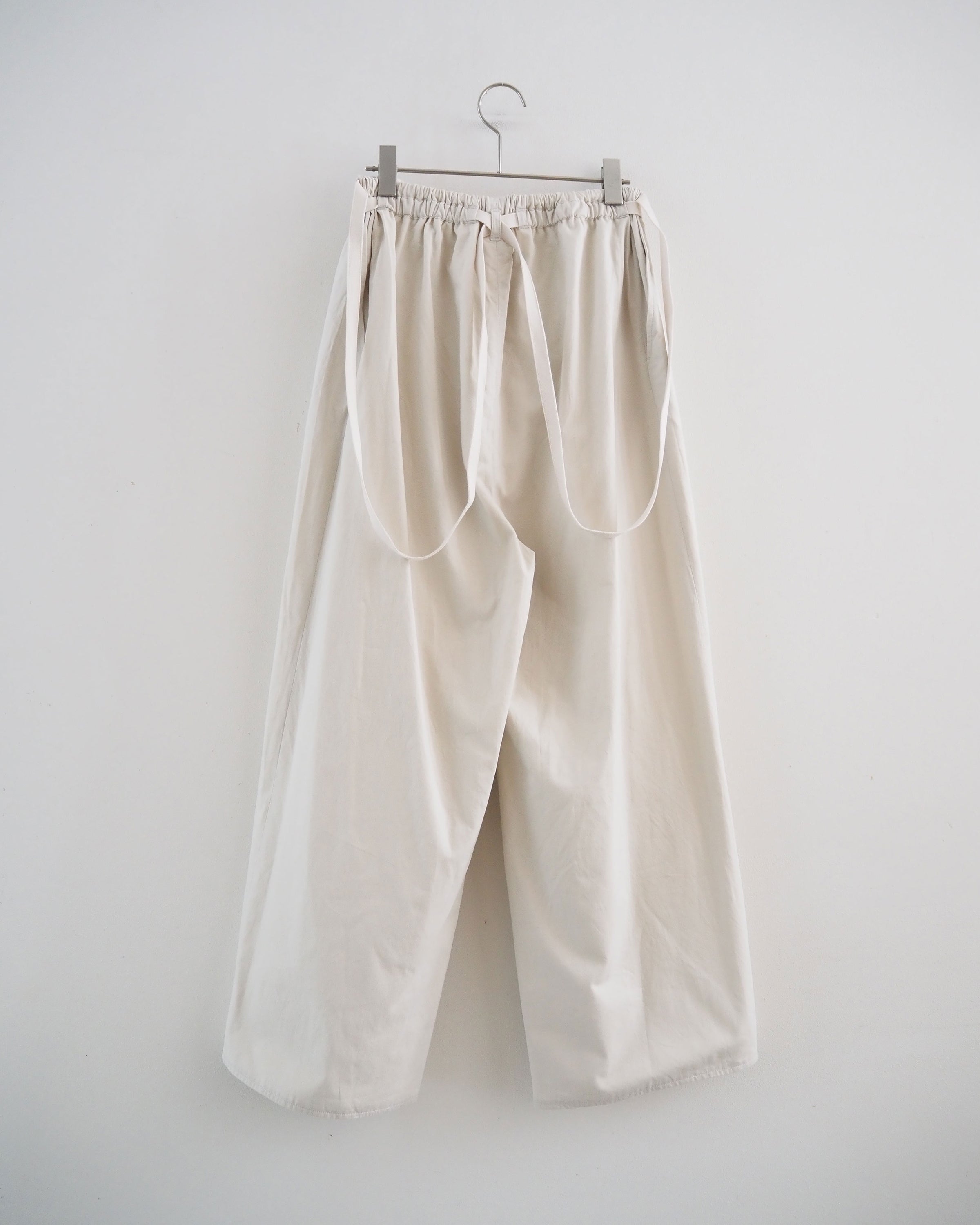 Selvage Twill Suspender Easy Wide Pants, Smoke Ivory