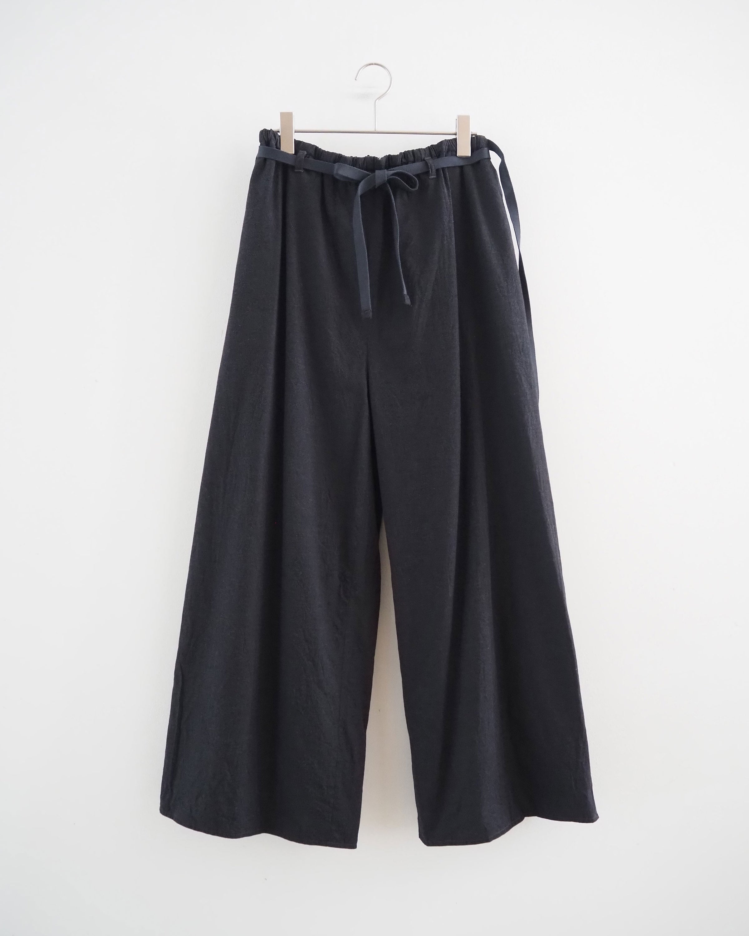 Selvage Twill Suspender Easy Wide Pants, Heater Black