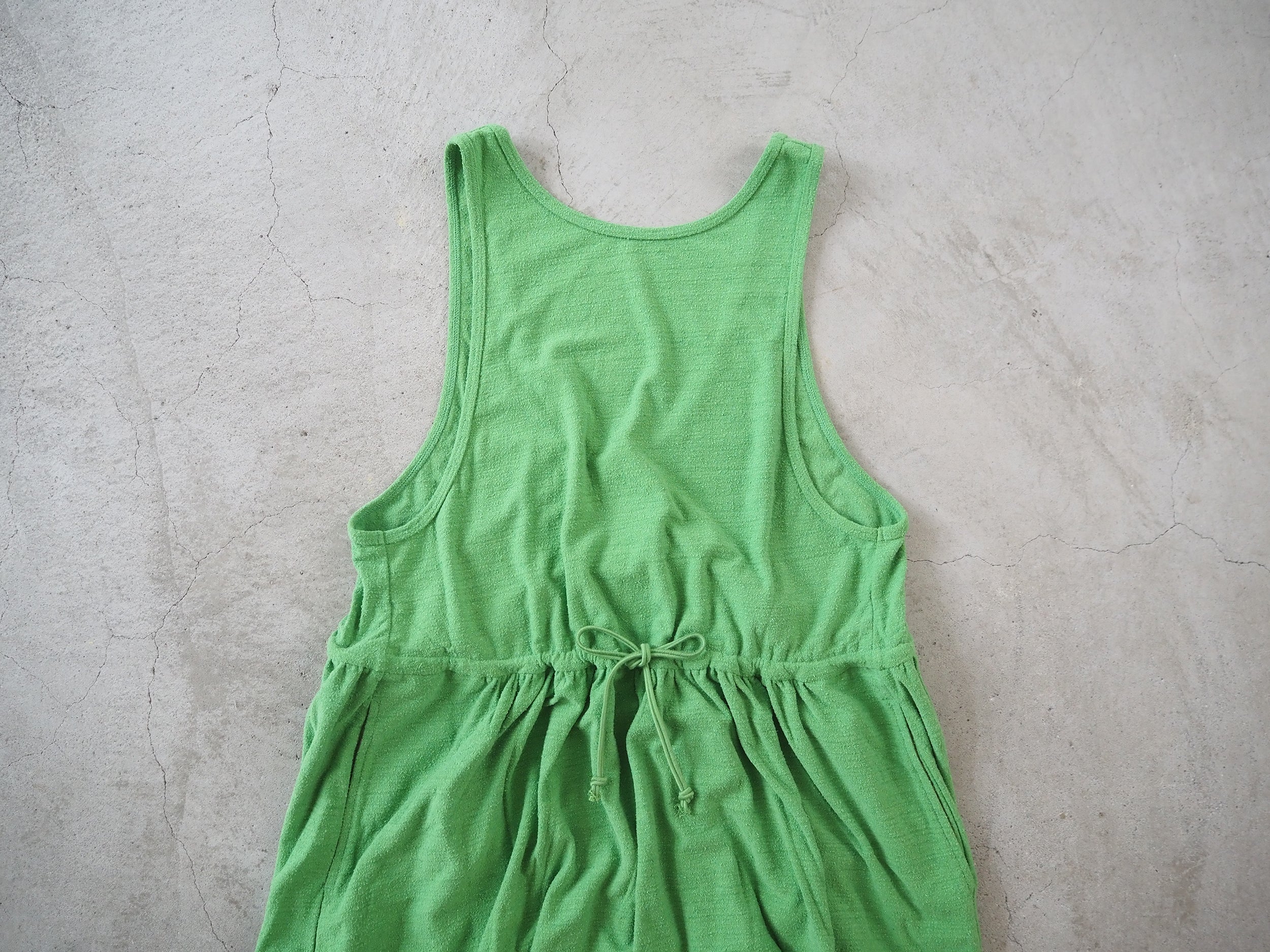 raw silk plain-jersey gathered dress, Green
