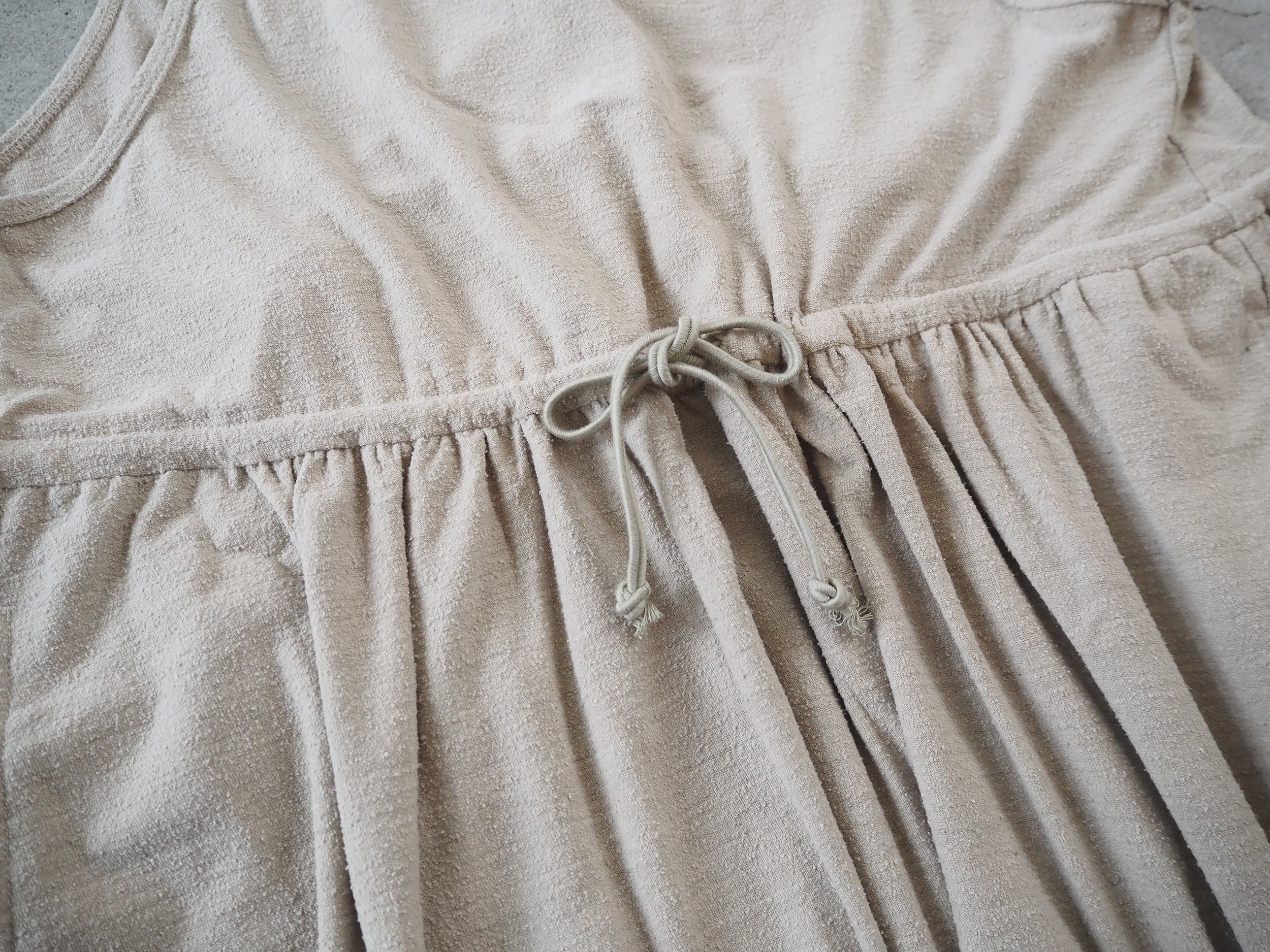 raw silk plain-jersey gathered dress, Flax Beige