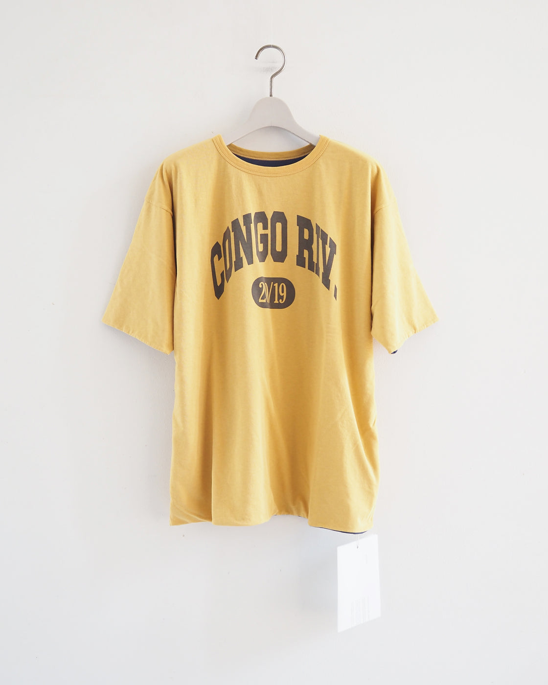 Reversible Short-Sleeved Tee Shirt, Yellow x Navy